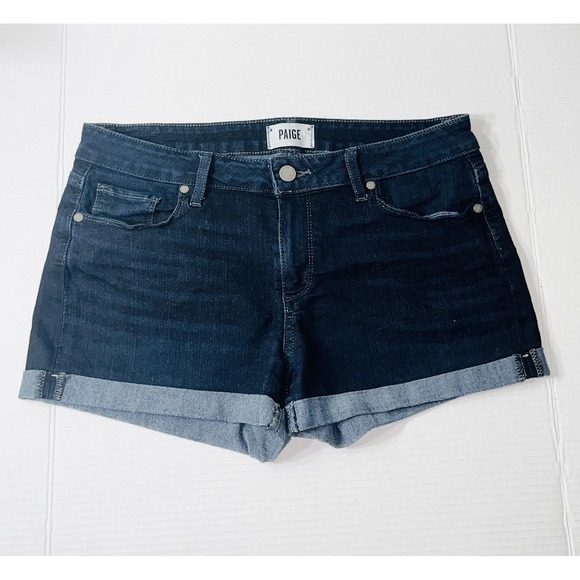 PAIGE Pants - Paige Jimmy Jimmy Shorts‎ Size 32 Blue Denim Dark Wash Stretch Luxury Coquette